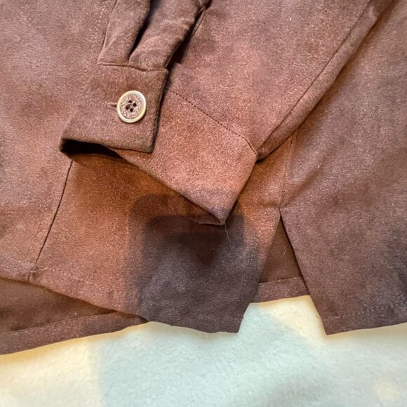 CLAIRE FRANCE classic chocolate brown women shirt 3X ultrasuede. - Picture 8 of 9
